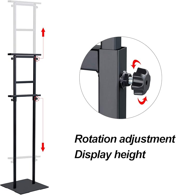 Heavy Duty Banner Stand with Non-slip Mat Base, Adjustable Pedestal Poster Stand Up to 82 inches, Double Side Show Sign Stand, Connected Show Floor Standing Sign holder for Outdoor Display