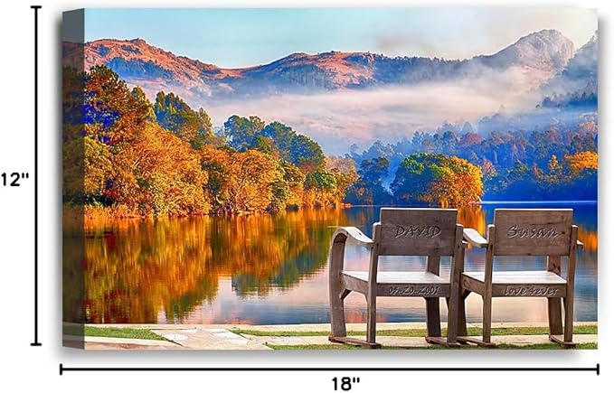 IPIC - Grow Old Together, Personalized Artwork with Names and Date on, Customized Gift for Anniversary,Wedding,Birthday and Holidays. 18x12