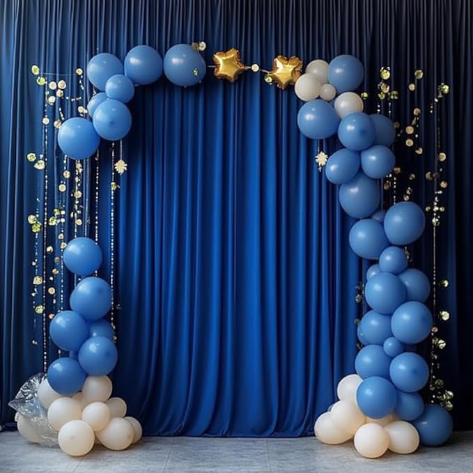 10 ft x 10 ft Wrinkle Free Navy Blue Backdrop Curtains Panels, 2 Panels 5ft x 10ft Sikly Polyester Photo Backdrop Drapes for Graduation Baby Shower Wedding Birthday Parties Photography Background