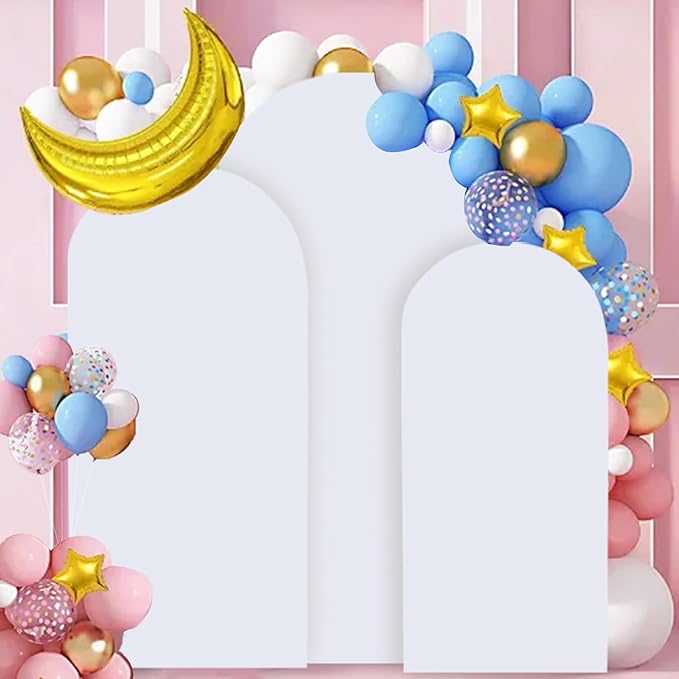 Wedding Arch Cover Set - 3 Sizes: 6FT, 6.6FT, 7.2FT - Double Sided Spandex Fitted Wedding Arch Stand Cover for Birthday Party, Bridal, Baby Shower