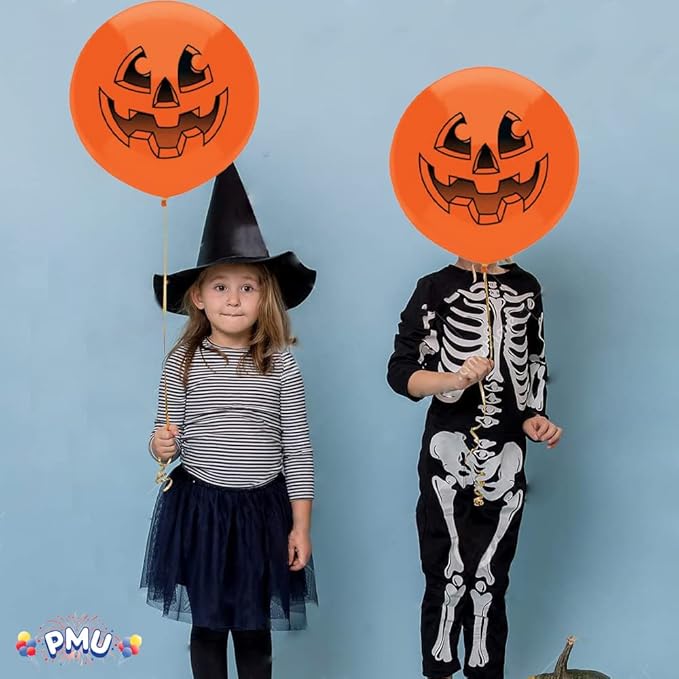PMU Halloween Balloons 17 Inch PartyTex Bright Orange Jack-O-Lantern Latex Pkg/72