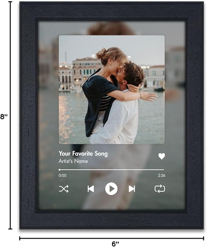 Personal-Prints CUSTOM SONG | Custom Song Title and Photo Wedding Wall Art Gift | Personalized Photos & Song | Anniversary, Wedding, Valentine's Day Gift (8"x10" Stretched Canvas)