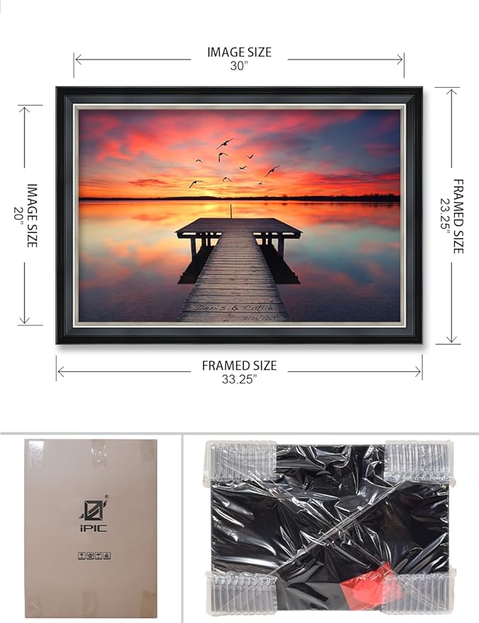IPIC - Our Own Sunset, Personalized Ideal Gift Custom Framed Wall Art with Names and Date, Giclee Prints with Solid Wood Frame, Unique and Memorable Present. Wall Art for Home Decor.