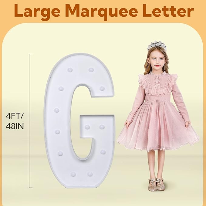 imprsv Light Up Letters, 4FT Marquee Letters for Birthday Wedding Engagement Party Decor, Large Marquee G for Party Decoration Arch Kit Decorations