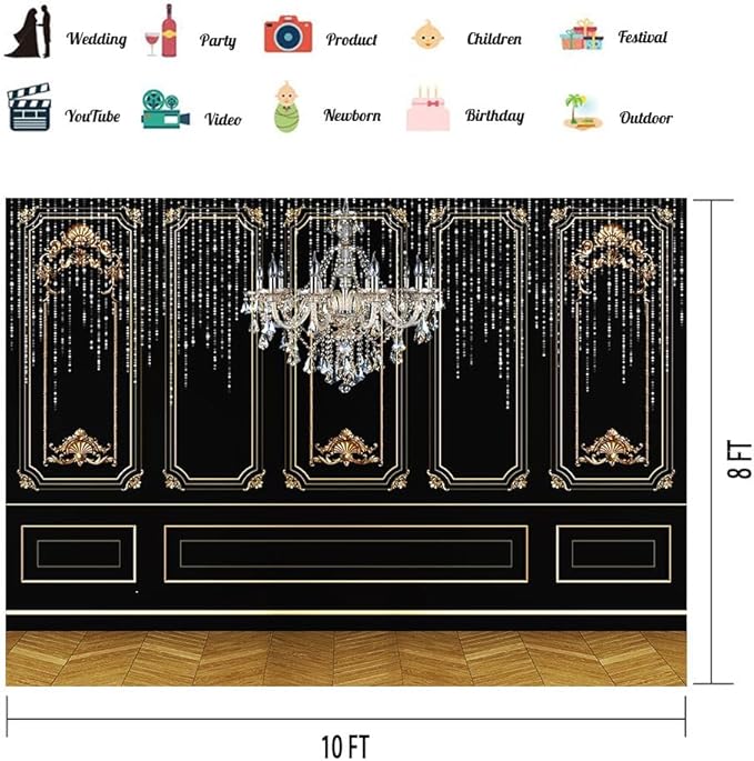 20s Backdrop, Roaring 1920s The Great Gatsby Party Photography Background, Vintage Dance Prom 10x8ft Photo Shoot Booth Props, Cake Table Decor