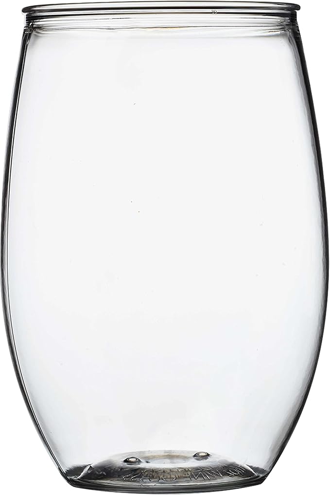 Plastic Stemless Wine Glasses 16 oz. Set of 10, Bulk Pack - BPA Free, Great for Outdoor Lounges, Poolside, Parties and Other Events - Clear
