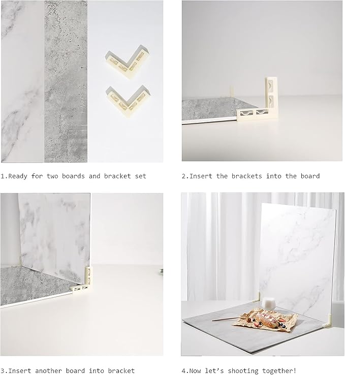 5PCS Photo Backdrop Boards with Carry Bag,16x16Inch Marble Cement Wooden Photography Background Flat Lay Props for Food, Product, Jewelry, EOAJAFOU