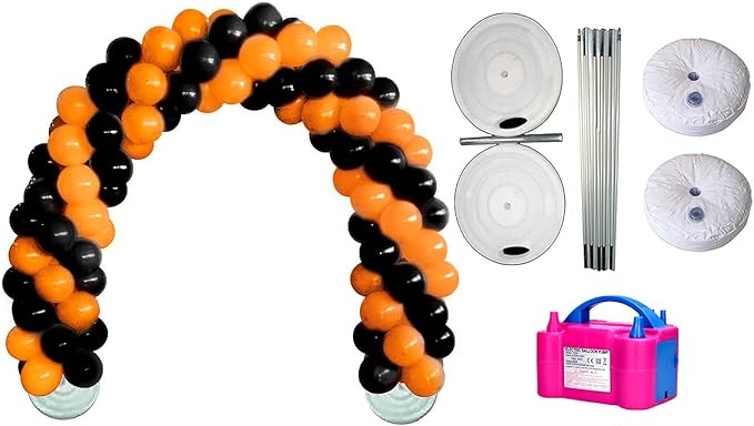 PMU DIY Professional Balloon Arch Premiere Kit (Halloween Orange and Black) Balloon Garland for Party Decoration, Decoration Kit for Birthday Party, Wedding, Graduation, Baby Shower (41700-61646-73005) Pkg/1