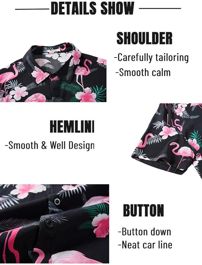 EISHOPEER Men's Flower Hawaiian Sets Casual Short Sleeve Shirt and Shorts Suits Outfits with Bucket Hats