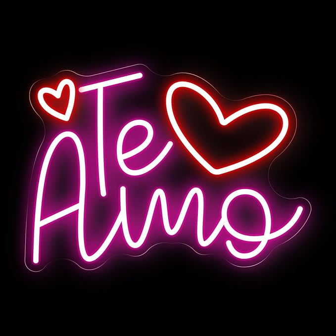 Te Amo Neon Sign for Wall Decor, Romantic Handwritten LED Neon Light for Bedroom & Romantic Night, Heartfelt Neon Wall Art for Anniversary & Valentine’s Day Decor 15.8"x11.4"