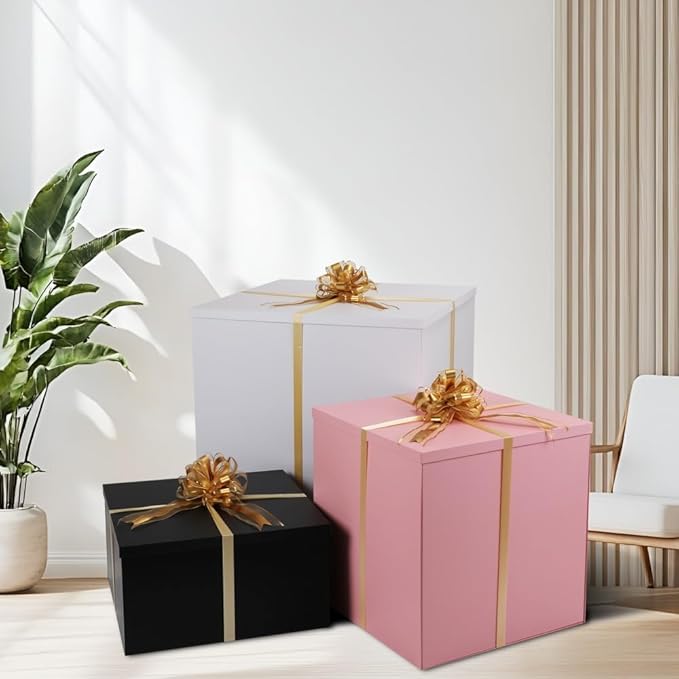Extra Large Gift Box with Lid 28x28x28 Inches, White Big Gift Box for Gender Reveal, Giant Gift Boxes with Lids for Presents Packaging for Birthday Surprise, Christmas, Anniversaries, Wedding Party