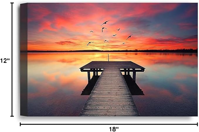 IPIC - Our Own Sunset Personalized Artwork with Names, Customized Gift for Anniversary, Giclee Canvas Wallart. 18x12