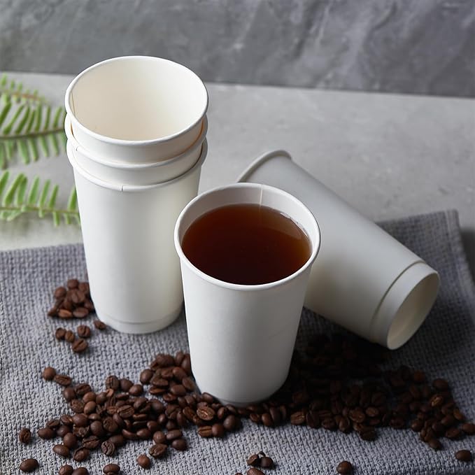 CIAO! 16 oz Insulated Double Wall White Paper Hot Cup, 90mm Diameter, 400 Count