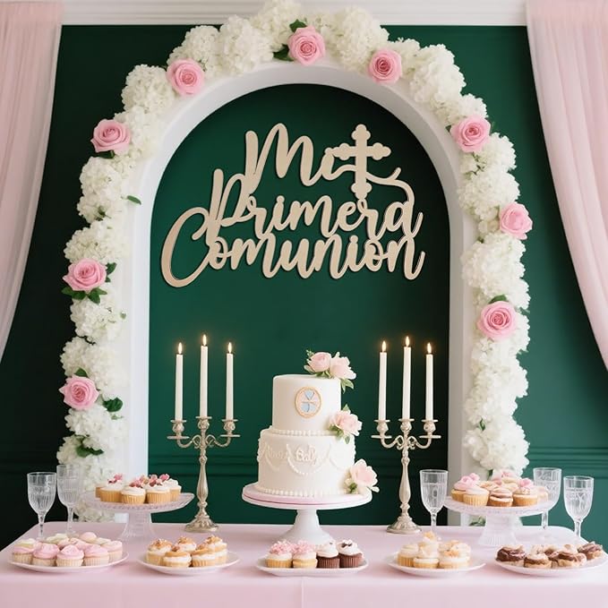 Mi Primera Comunión Wooden Sign - Baptism And First Communion Decoration, Religious Events Party Photo Booth Props, My Christening (Mi Primera Wooden Sign +)