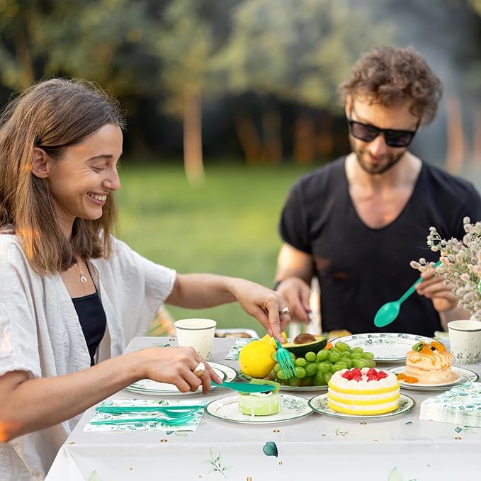 452 Pcs Sage Green Party Decorations for 50 Guests, Eucalyptus Theme Paper Plates Napkins Cups Tablecloth Cutlery Straws for Bridal Baby Shower Birthday Wedding Party Decorations Supplies