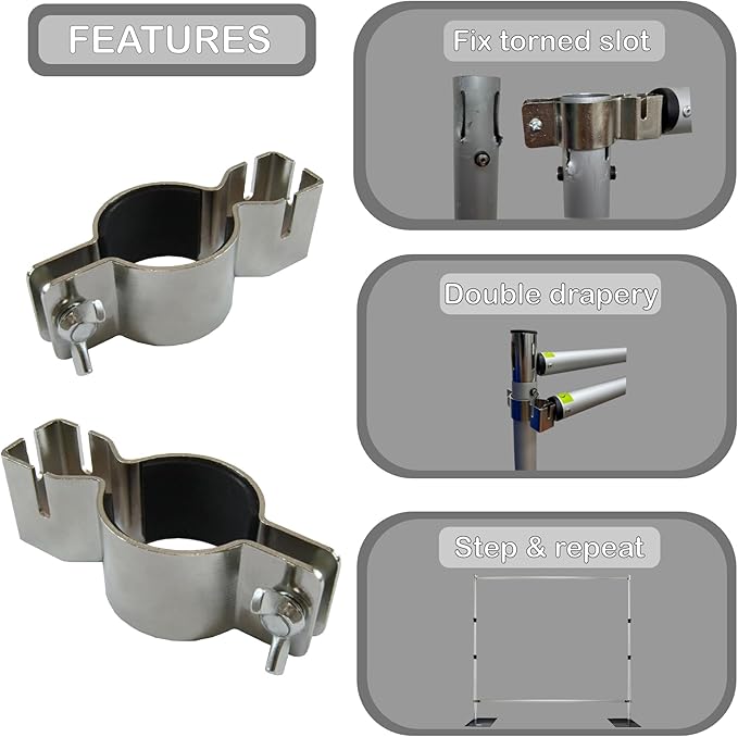 Crowd Control Center Pipe and Drape Backdrop Portable Photobooth Wedding Party Convention Tradeshow Kit Framework ONLY (ADJ Step & Repeat)