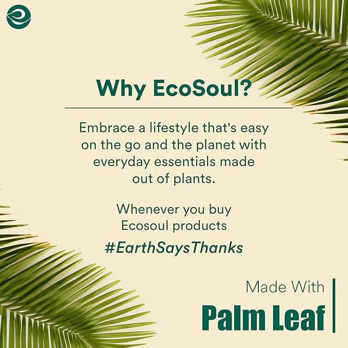 ECO SOUL Palm Leaf Plates 8"(50 Count) Round Compostable Bamboo Plates Heavy- Duty, Biodegradable Eco-Friendly Dinnerware for Christmas Party Dinner, Wedding, Holiday & Event