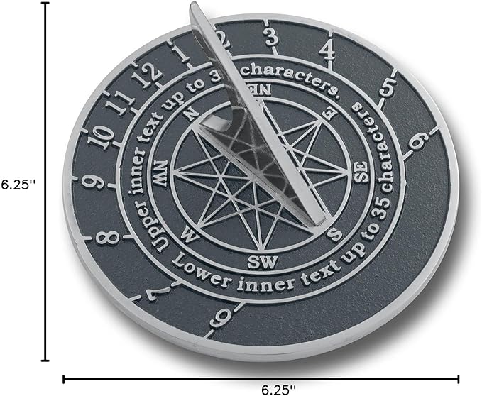 The Metal Foundry Personalized Aluminum Sundial Gift. This Unique Gift Idea for Him Or Her is Cast with Your Message and Will Make The Perfect Present for Birthday, Anniversary Or Christmas
