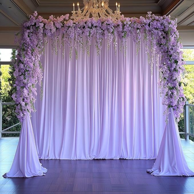 10 ft x 10 ft Wrinkle Free Lavender Backdrop Curtain for Parties, Polyester Light Purple Photo Backdrop Drapes 2 Panels 5x10ft for Baby Shower Photoshoot Wedding Birthday Party Photography Curtains