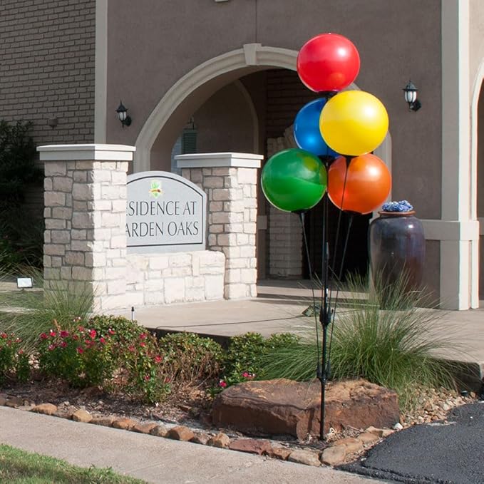 Reusable Outdoor Balloon Clusters - Helium Free, All-Weather, Durable, Plastic Balloons for Advertising, Real Estate, Grand Openings & Events (Red, Yellow, Blue, Green, Orange)