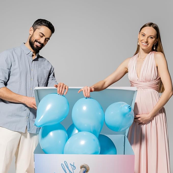 AmazingSpark 28in Jumbo Gender Reveal Gift Box Kit with Oversized Box Giant Pull Bows for Gender Reveal Baby Shower Birthday Party Decor (Baseballs or Bows)