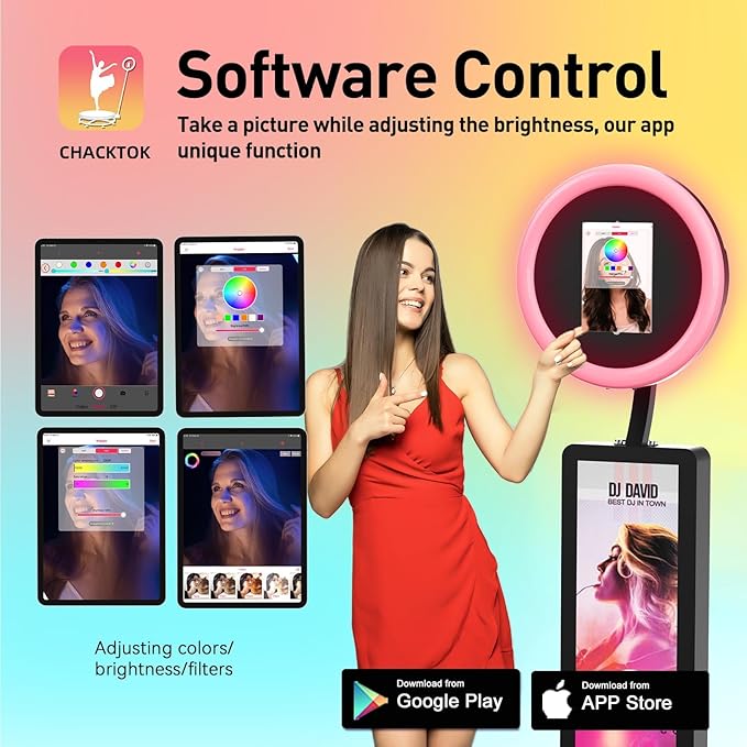 HARZHI Portable Photo Booth Compatible with Ipad, for Ipad Photo Booth Shell Stand Stand Provide Chacktok Photo Booth Software for Party and Wedding, Free Custom Logo, Flight Case
