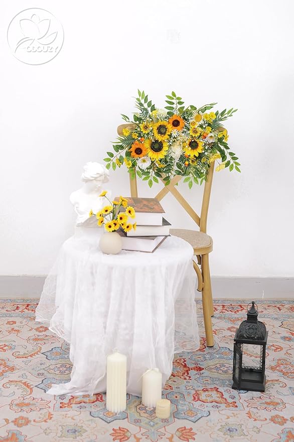 Artificial Flowers, Wedding Decor,Flower Garland Be Suited to Banquet, Party, Reception Entrance Welcome Sign and Background Decoration (Sunflower)