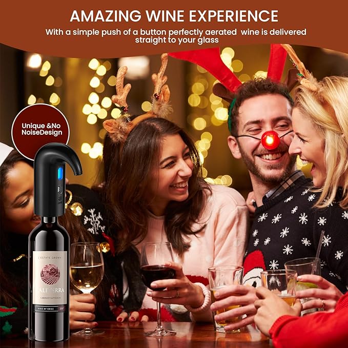 Electric Wine Aerator, Decanter & Dispenser – USB Rechargeable, Gift for Christmas, Housewarming, Birthday, Wedding, Anniversary, and Retirement, Ideal for Wine Lovers, Men and Women