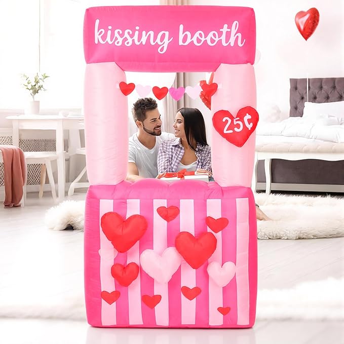 Sotiff 7 FT Valentines Kissing Booth Inflatable Valentine Inflatable Outdoor Decorations Heart Love Kissing Booth Decor Large Yard Decoration for Outdoor Garden Yard Lawn Holiday Party