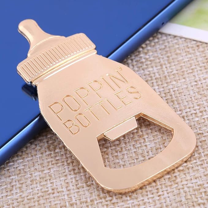 Pack of 48 Baby Shower Favors for Guest Supplies Poppin Bottle Baby Bottle Opener with Exquisite packaging for Baby Shower Wedding Favors Party Souvenirs Decorations(White Pack of 48)