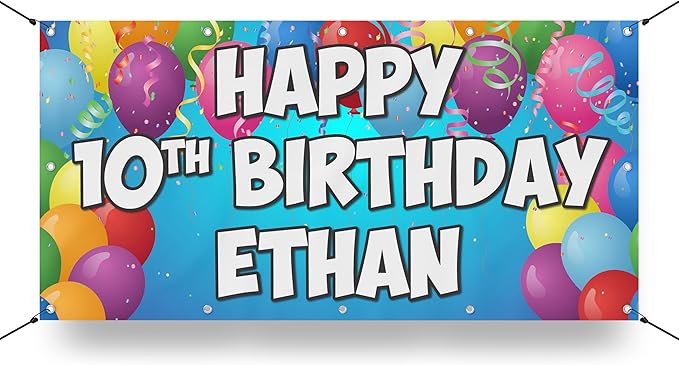 Milweb1 Custom Birthday Vinyl Banner Sign, Personalized, Party Backdrop, Birthday Gift - BB-4, 2'x4'