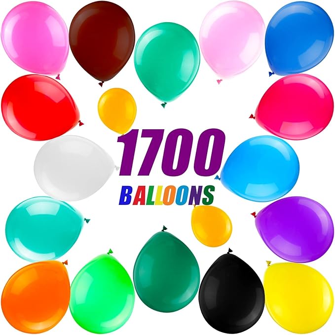 Yahenda 1700 Pcs 12 Inches Assorted balloons, Colorful Rainbow Latex Balloons for Party Birthday Baby Shower Supplies Arch Garland Decor