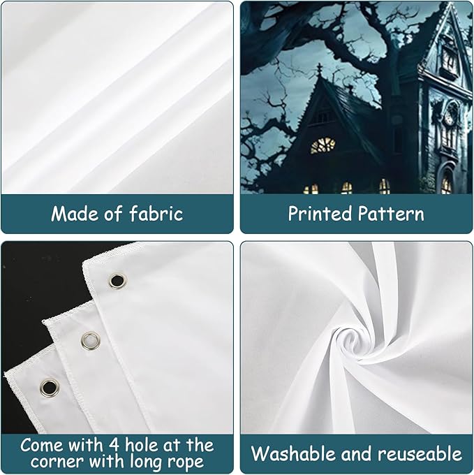 Halloween Garage Door Decorations Banner Cover Halloween Garage Wall Decorations for Outdoor Holiday Party Indoor Outdoor Decor Banner Cover 12x10ft