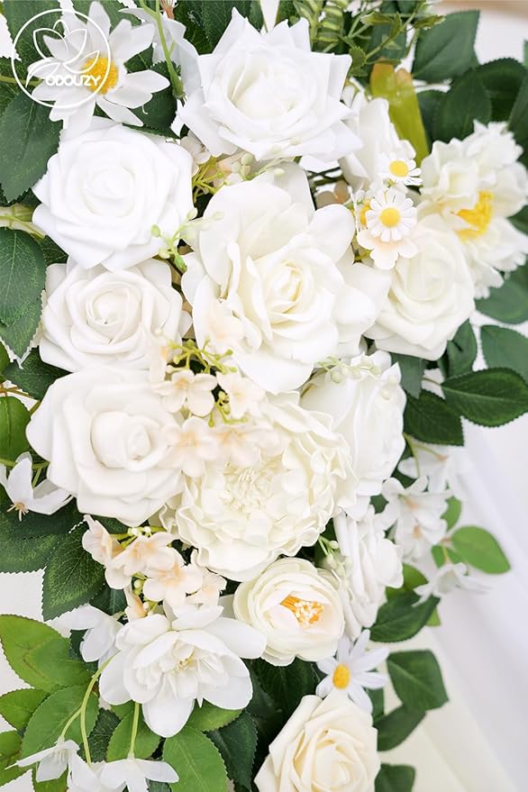 Pack of 2 Wedding Arch, Artificial Flowers, Wedding Decor,Flower Garland Be Suited to Banquet, Party, Reception Entrance Welcome Sign and Background Decoration(Champagne White)