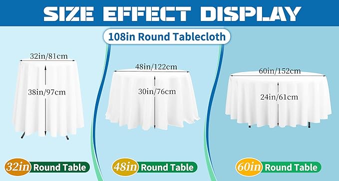 Fani 10 Pack 108 Inch Round Royal Blue Polyester Tablecloths, Classic Style, Wrinkle & Stain Resistant, Perfect for 6ft-8ft Round Tables, Formal & Casual Events
