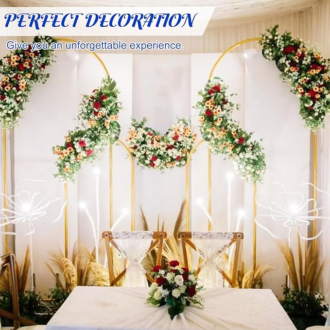 Metal Arch Stand and Cover Set,1 Royal Blue Spandex Fitted Backdrop with 1 Gold Wedding Arched Stand Frame for Parties Birthday Baby Shower Bridal Banquet Decoration (6.6FT)