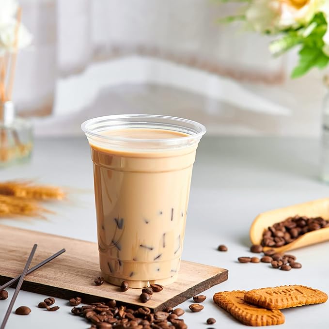 Lilymicky 1000 Pack 12 oz Clear Plastic Cups, PET Disposable Drinking Cups, Crystal Clear, Perfect for Ice Coffee, Smoothie, Soda, or Any Cold Drinks