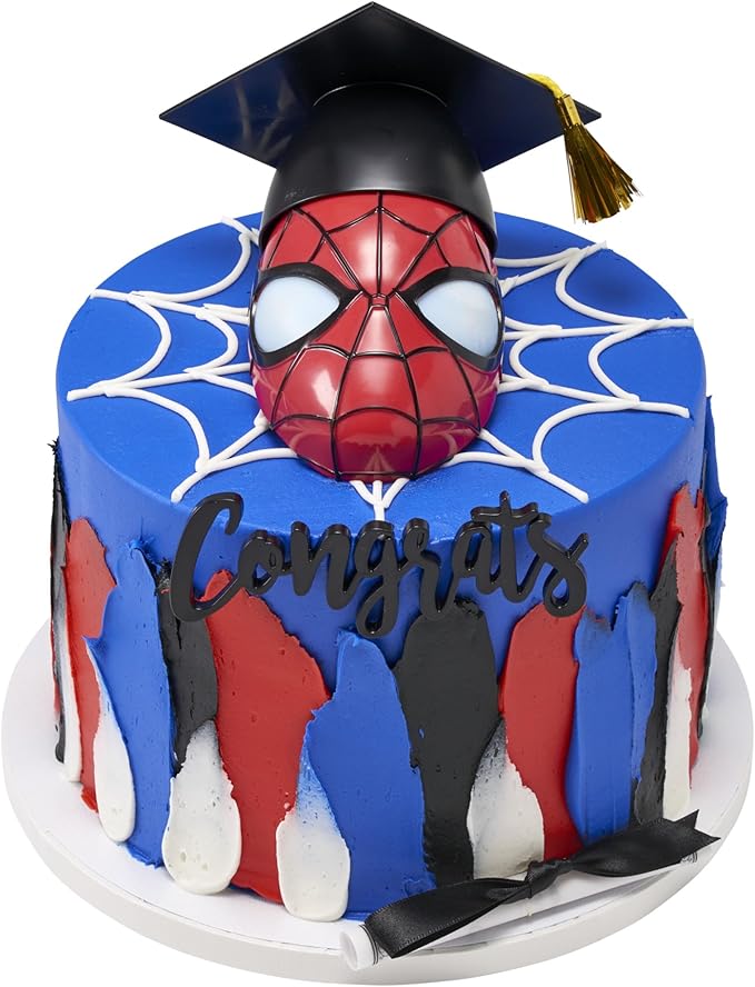 DecoPac Black Grad Cap with Tassels Cake Topper, Elegant Graduation Hat Cake Decoration, Food Safe, Pack of 12 (22422)