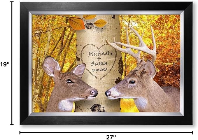 IPIC - Oh My Dear, Personalized Artwork with Names and Date on, Customized Gift for Anniversary,Wedding,Birthday and Holidays. Picture size: 24x16, Framed Size: 27x19