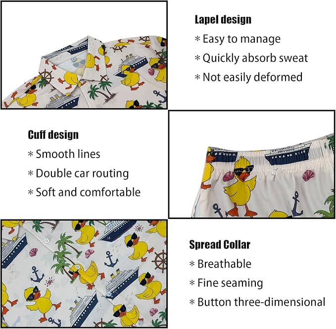 Men's Hawaiian Shirt and Shorts Set 2 Piece Beach Outfits with Bucket Hats for Beach Days and Summer Vibes