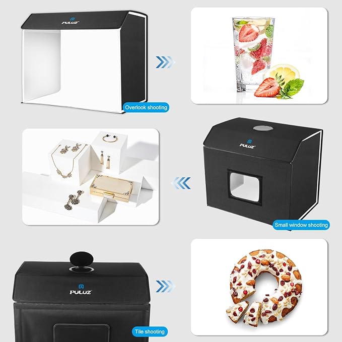 PULUZ Light Box Photography 24x16in, Portable Photo Studio Light Box with 336+336 LED Lights &4 Color backdrops Professional Photography Lighting Tent Kit for Big Product Photography Lightbox