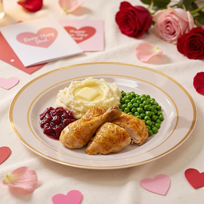 NOCCUR 200PCS Pink Plastic Plates for 100 Guests - Include 100PCS 10" Dinner/ 100PCS 7" Dessert Plastic Plates Heavy Duty - Ideal for Wedding/Party/Valentines & Galentines Day