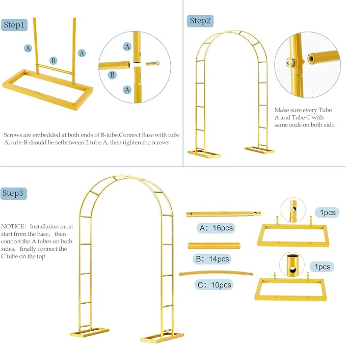 【Patent Applying】 DEVISEFUN 7.2FTx4.3FT Balloon Arch Stand,Metal Pergola Arbors,Garden Arbors and Arches Trellis for Climbing Plants Outdoor,Gold Wedding Arch for Party Decoration Wide Arbor