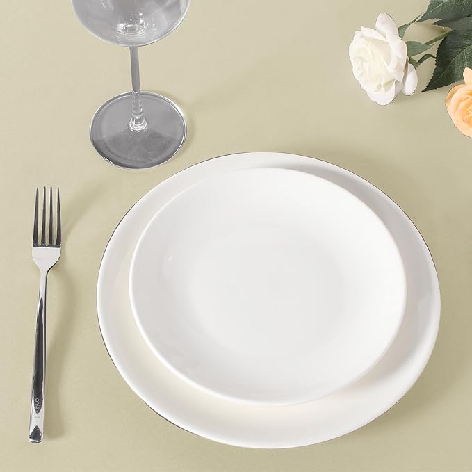 sancua Round Tablecloth 108 Inch Diameter, 6 Pack - Circle Polyester Fabric Table Cloth for Wedding Party Reception Banquet Birthday, Washable Formal Table Cover (Fit 42-96 Inch Tables), Beige