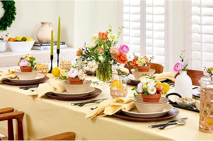 Solino Home Linen Tablecloth for Rectangle Tables 60 x 90 Inch - 100% Pure Linen Golden Straw Table Cloth - Fete, Machine Washable Cloth Tablecloth for Spring, Easter