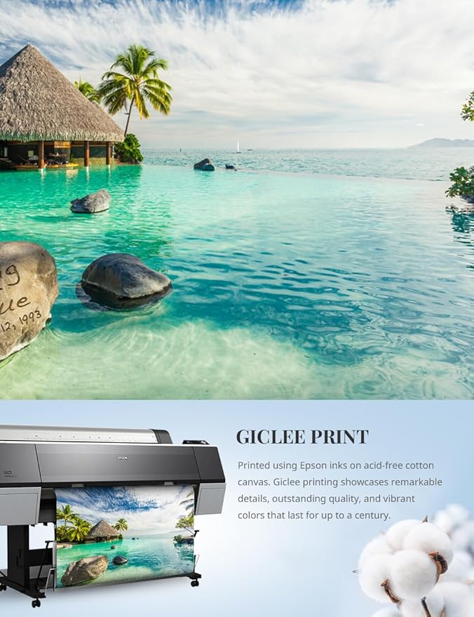 IPIC - "Tropical Memories Personalized Framed Wall Art, Custom Beach Canvas Print with Solid Wood Frame, A Personalized Gift with Name and Date for Couple, Wedding, or Anniversary