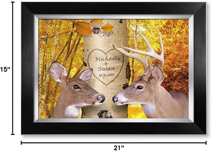 IPIC - Oh My Dear, Personalized Artwork with Names and Date on, Customized Gift for Anniversary,Wedding,Birthday and Holidays.Picture size: 18x12, Framed Size: 21x15