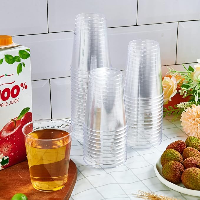 JollyPack 300 Pack Clear Plastic Cups 10 OZ Disposable Heavy-duty Hard Drinking Cups for Christmas, Wedding, Home, Dinner and other Events