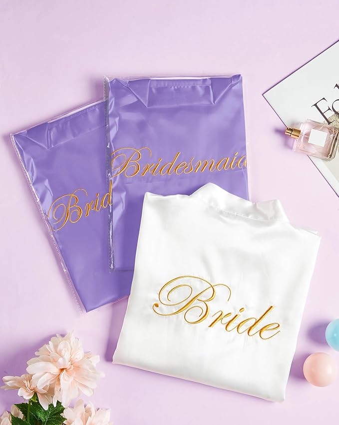 Jecery 12 Pcs Bridesmaid Robes Bride Kimono for Wedding Day Satin Embroidered Bridal Party Robes