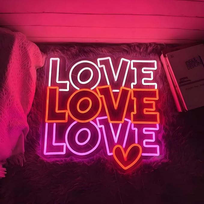 Love Neon Sign - 5-Level Dimmable USB Valentine's Day Decor & Pink Neon Signs, Ideal for Weddings, Parties, Shop Walls, Teen Girl Bedroom Wall Art